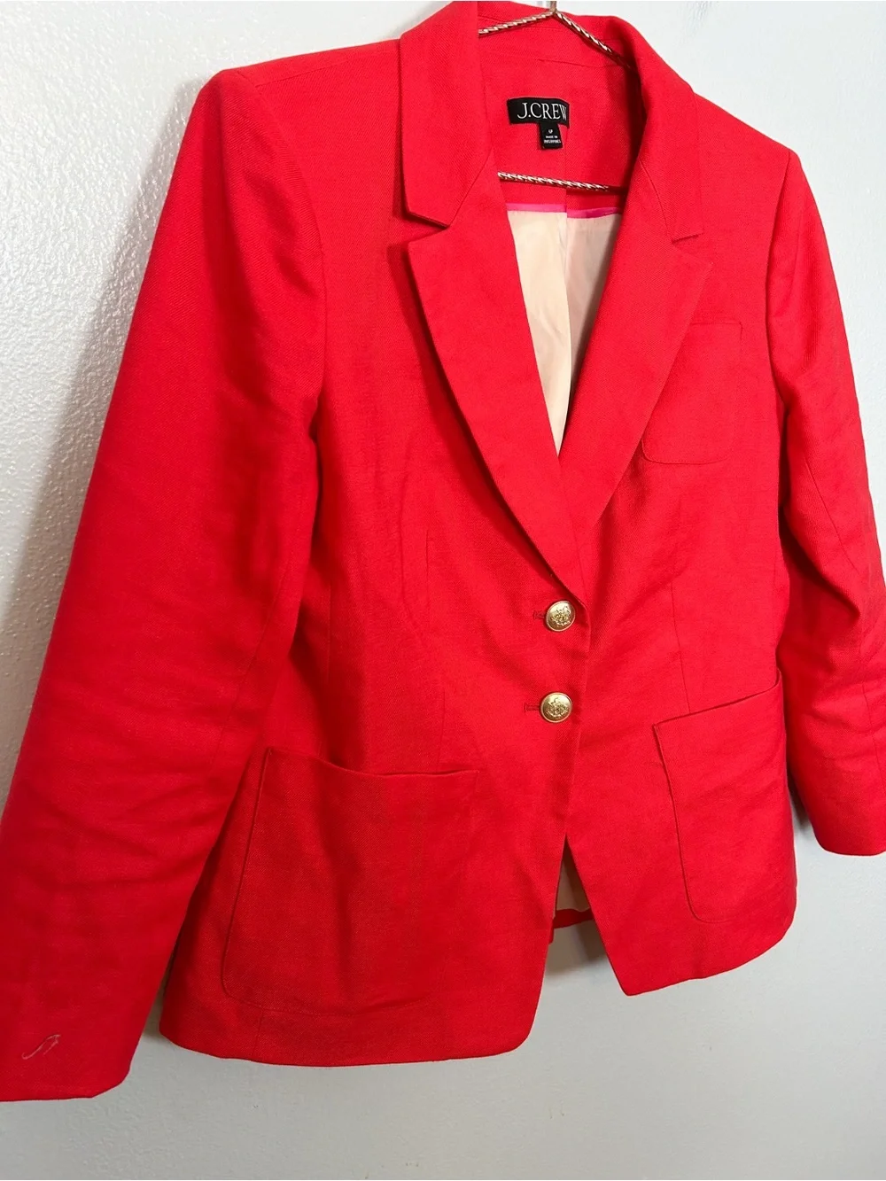 J.Crew Helena Stretch Linen Red Tailored Blazer